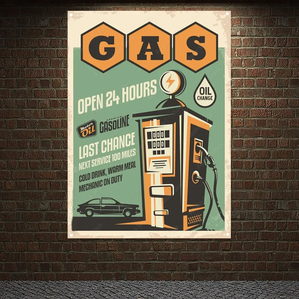 Auto Repair Shop Open - Stasiun bensin buka 24 jam Vintage