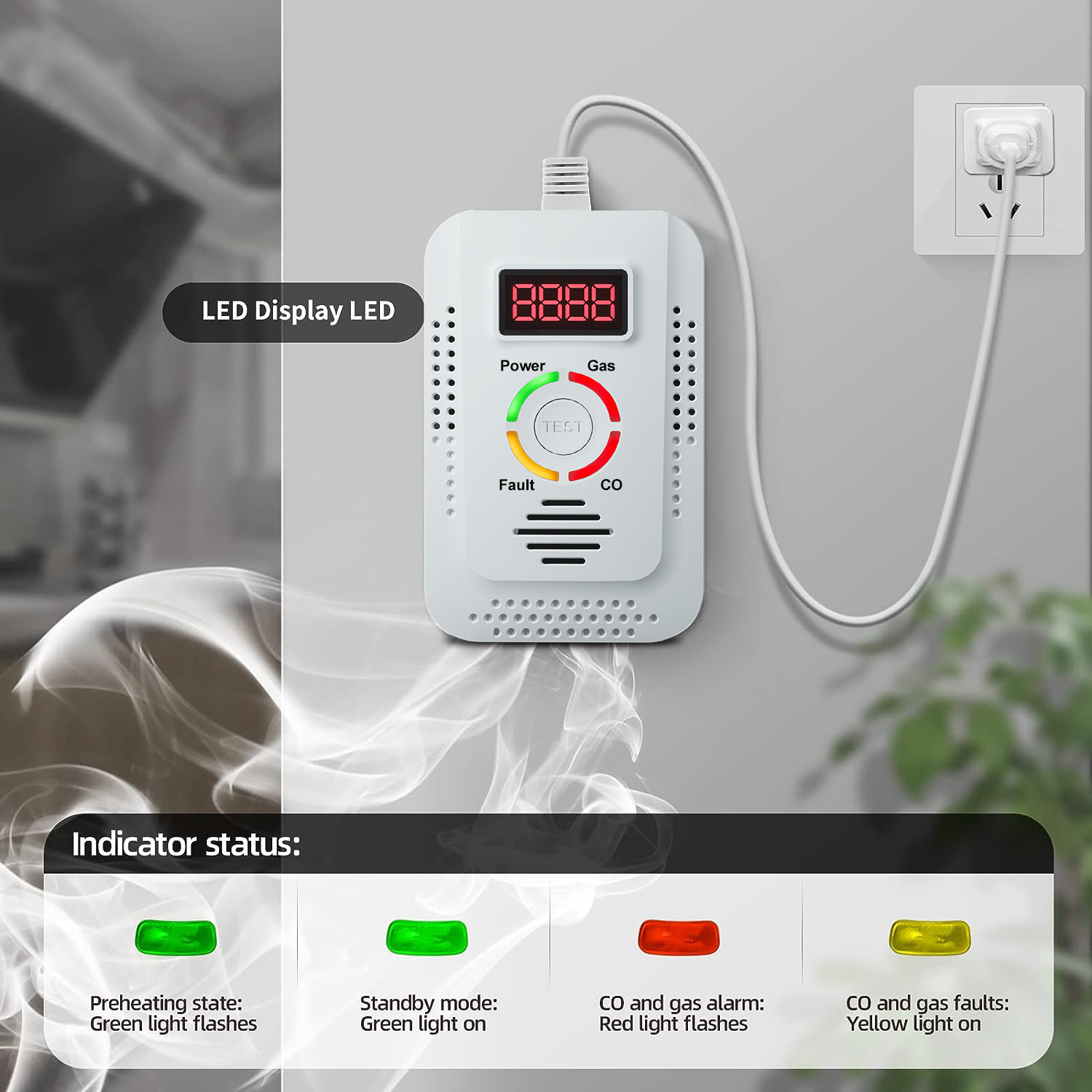 Smoke Leak Detector - Detektor Gas Alam 2in1 Dan Detektor