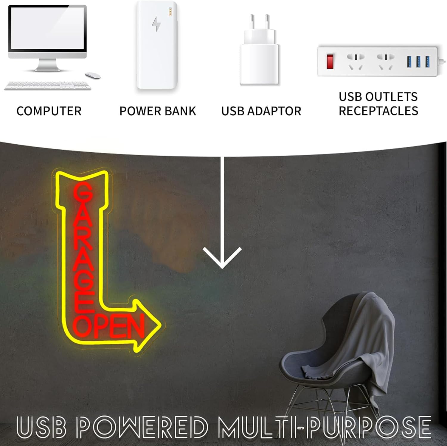    Lampu Neon LED Bertenaga U - Auto Repair Shop Open ulasan dan harga