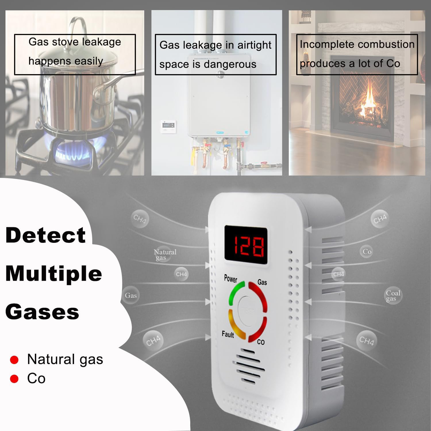 Detektor Gas Alam 2in1 Dan Det - Smoke Leak Detector ulasan dan harga
